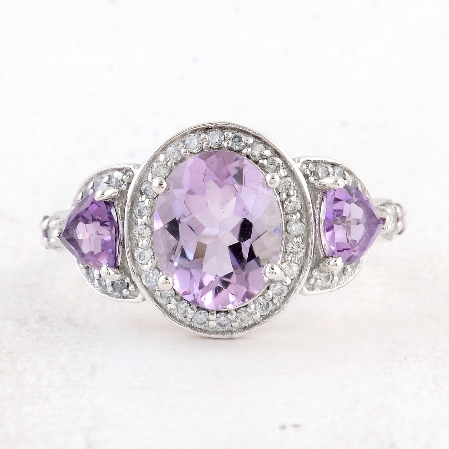4.42 Ct Oval Amethyst 925 Sterling Silver Ring