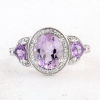 4.42 Ct Oval Amethyst 925 Sterling Silver Ring