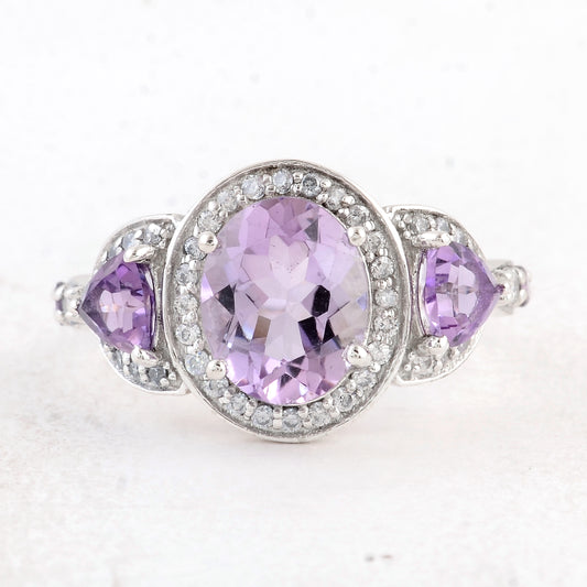 4.42 Ct Oval Amethyst 925 Sterling Silver Ring