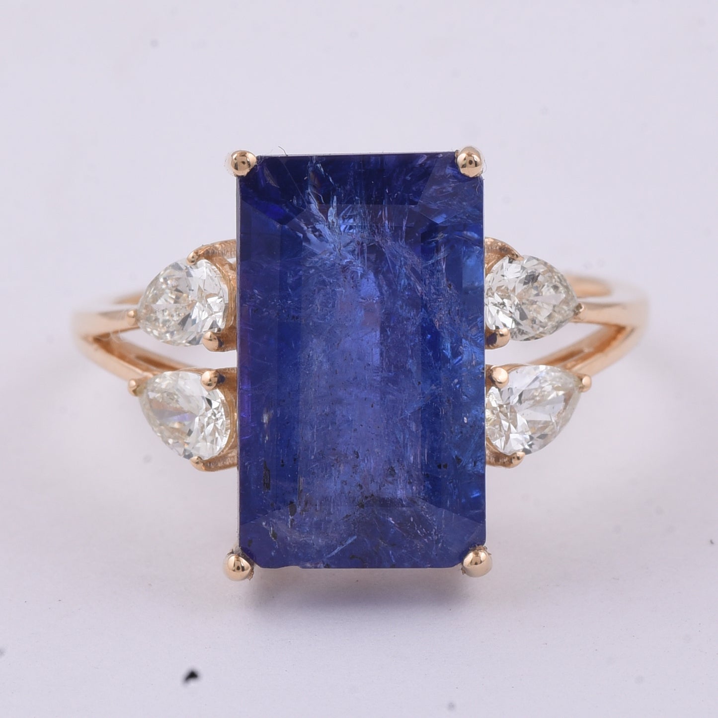 7.16 Ct Octagon Step Cut Natural Tanzanite 14K Gold Ring