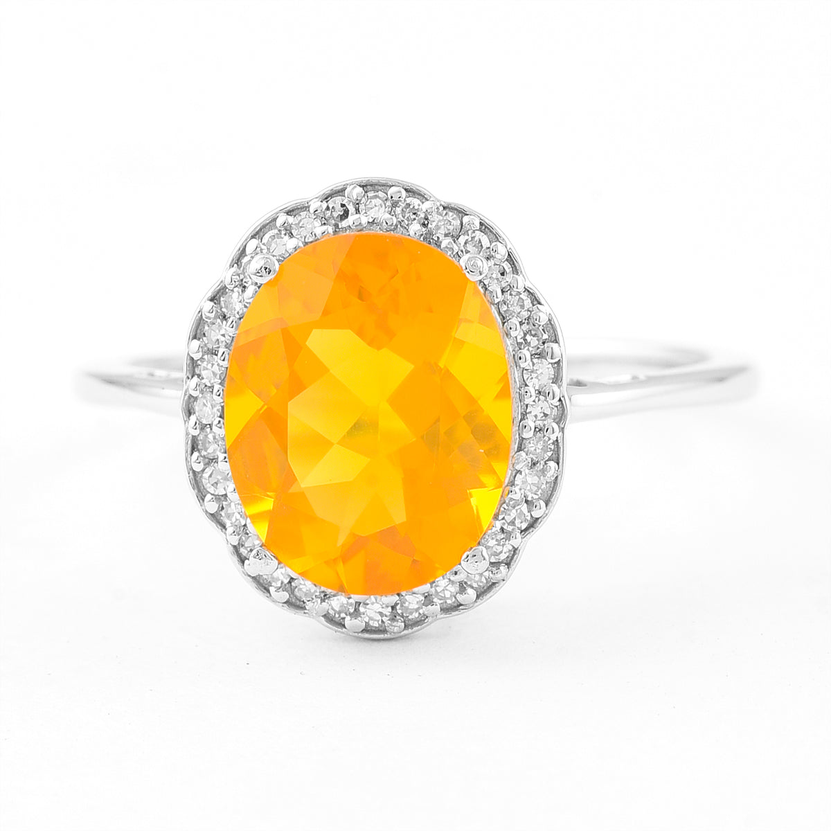 1.88 Ct Oval Mixed Cut Natural Fire Opal 950 Platinum Ring