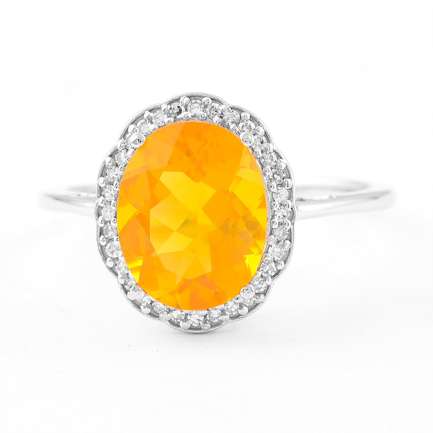 1.88 Ct Oval Mixed Cut Natural Fire Opal 950 Platinum Ring