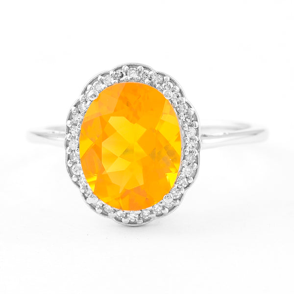 1.88 Ct Oval Mixed Cut Natural Fire Opal 950 Platinum Ring