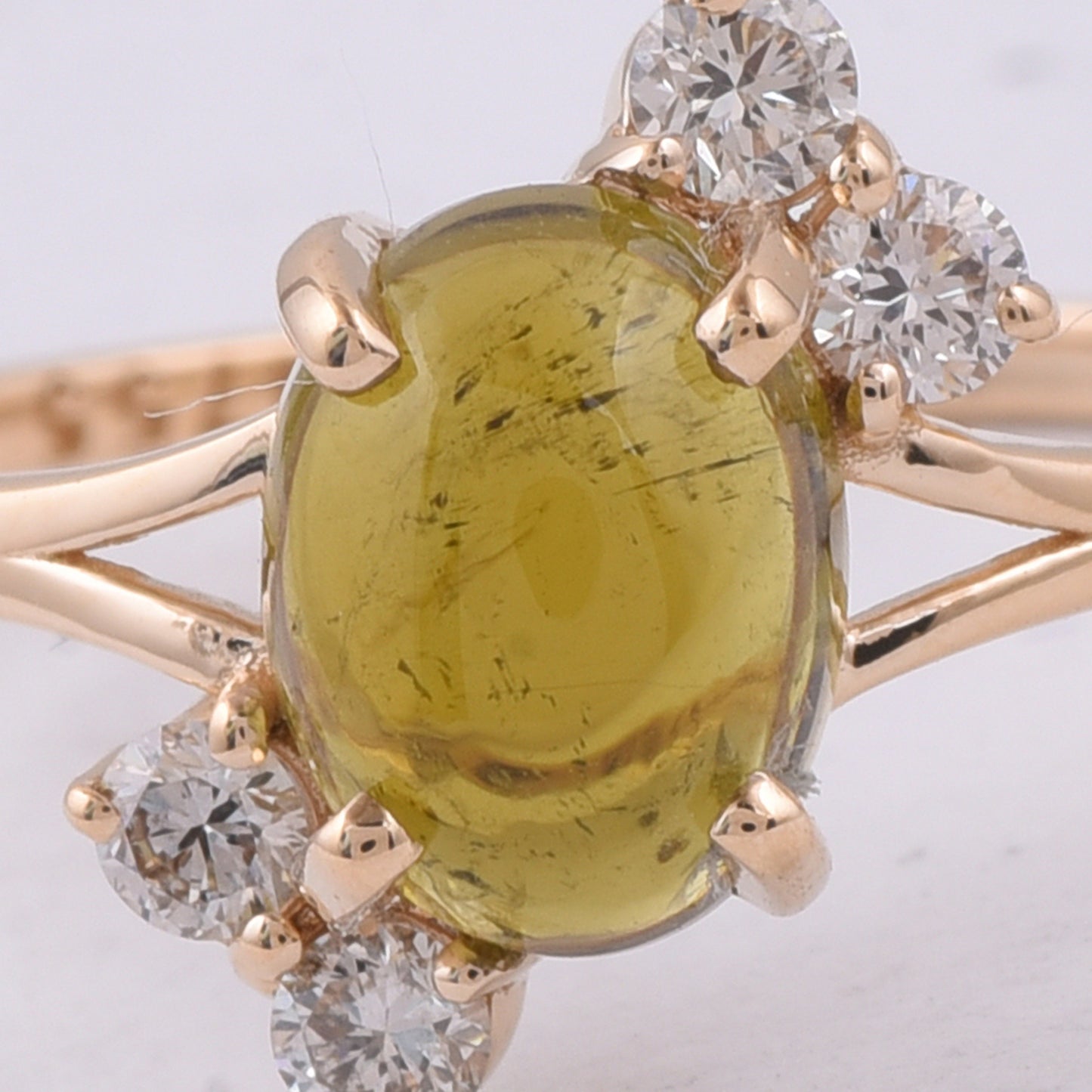 1.89 Ct Oval Cabochon Cut Natural Tourmaline 14K Gold Ring