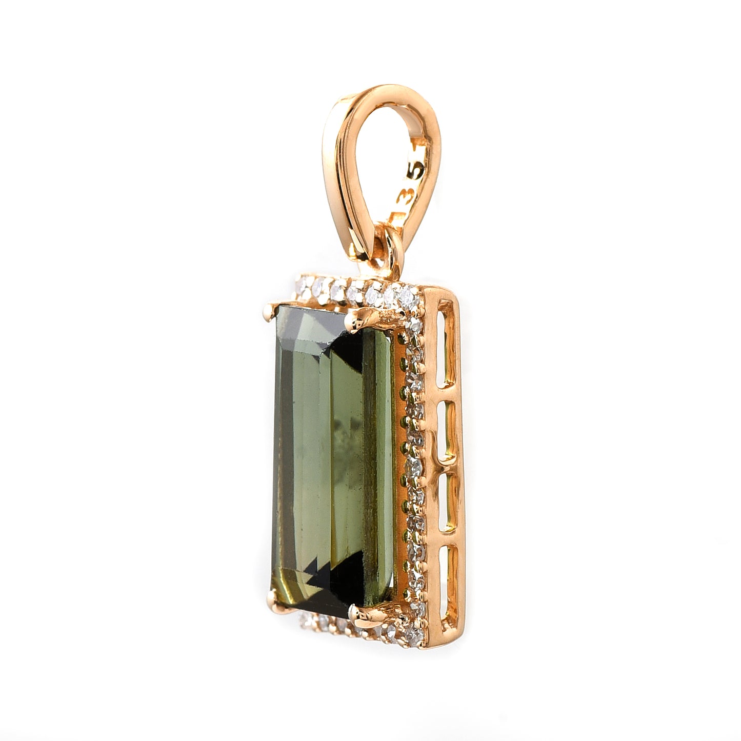 2.34 Ct Baguette Tourmaline 14K Gold Pendant