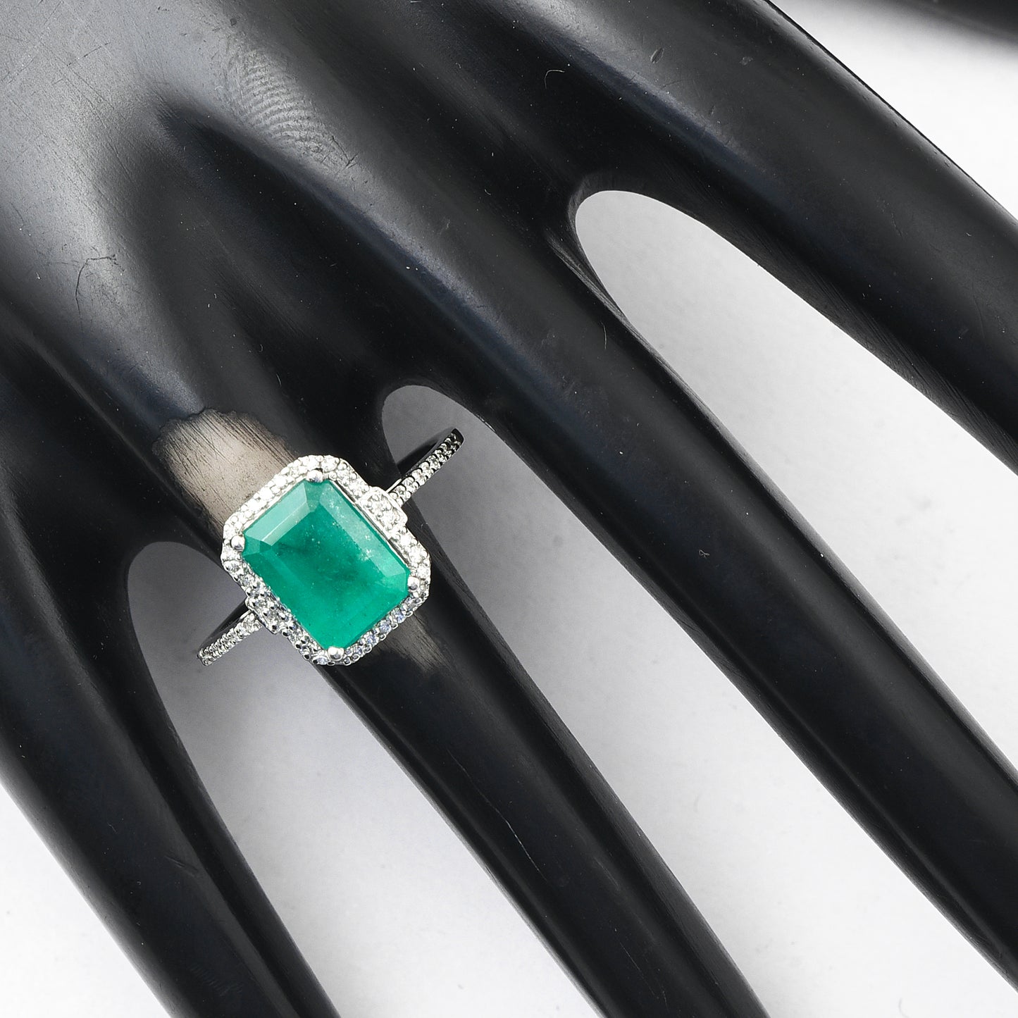 2.79 Ct Octagon Step Cut Natural Emerald 950 Platinum Ring