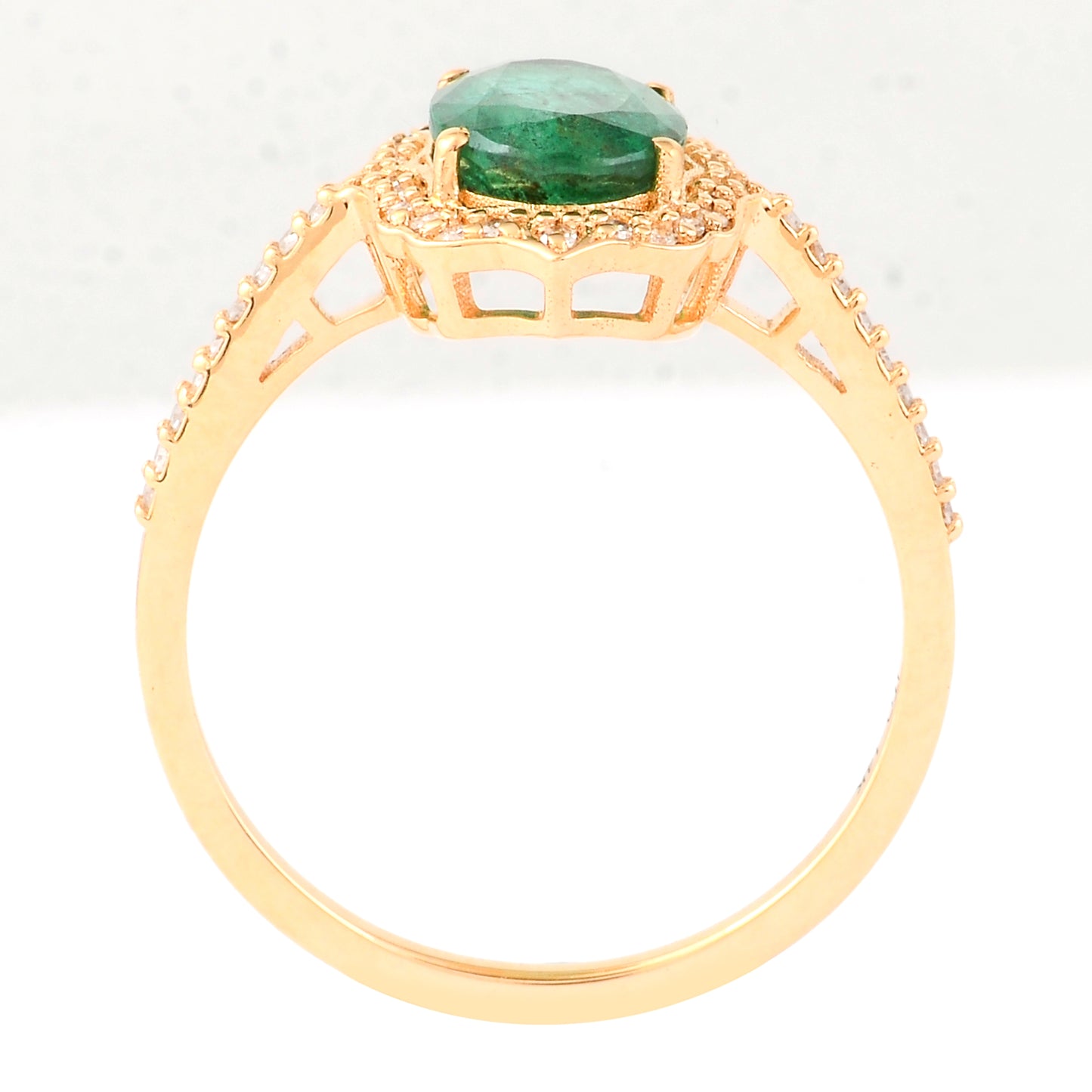 1.44 Ct Oval Mixed Cut Natural Emerald 14K Gold Ring