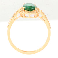 1.44 Ct Oval Mixed Cut Natural Emerald 14K Gold Ring