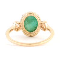2.50 Ct Oval Cabochon Natural Beryl Emerald 14K Gold Ring