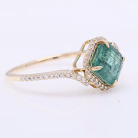1.79 Ct Octagon Step Cut Natural Emerald 14K Gold Ring