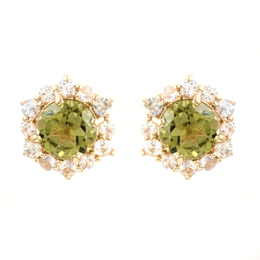 2.31 Ct Round Multi Tourmaline 14K Gold Earrings
