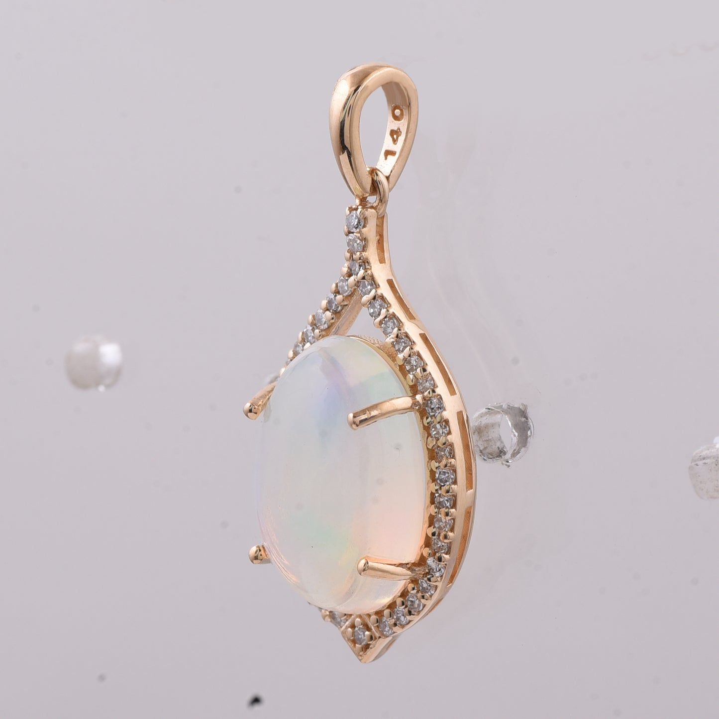 2.59 Ct Oval Cabochon Cut Natural Opal 14K Gold Pendant