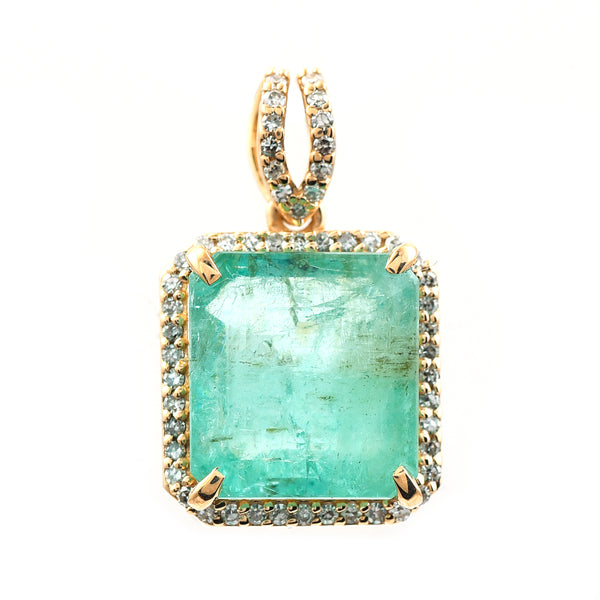 4.87 Ct Octagon Step Cut Natural Emerald 14K Gold Pendant