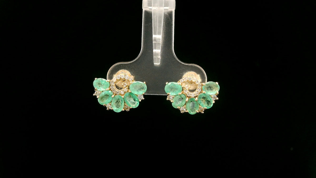 1.84 Ct Oval Emerald 14K Gold Earrings