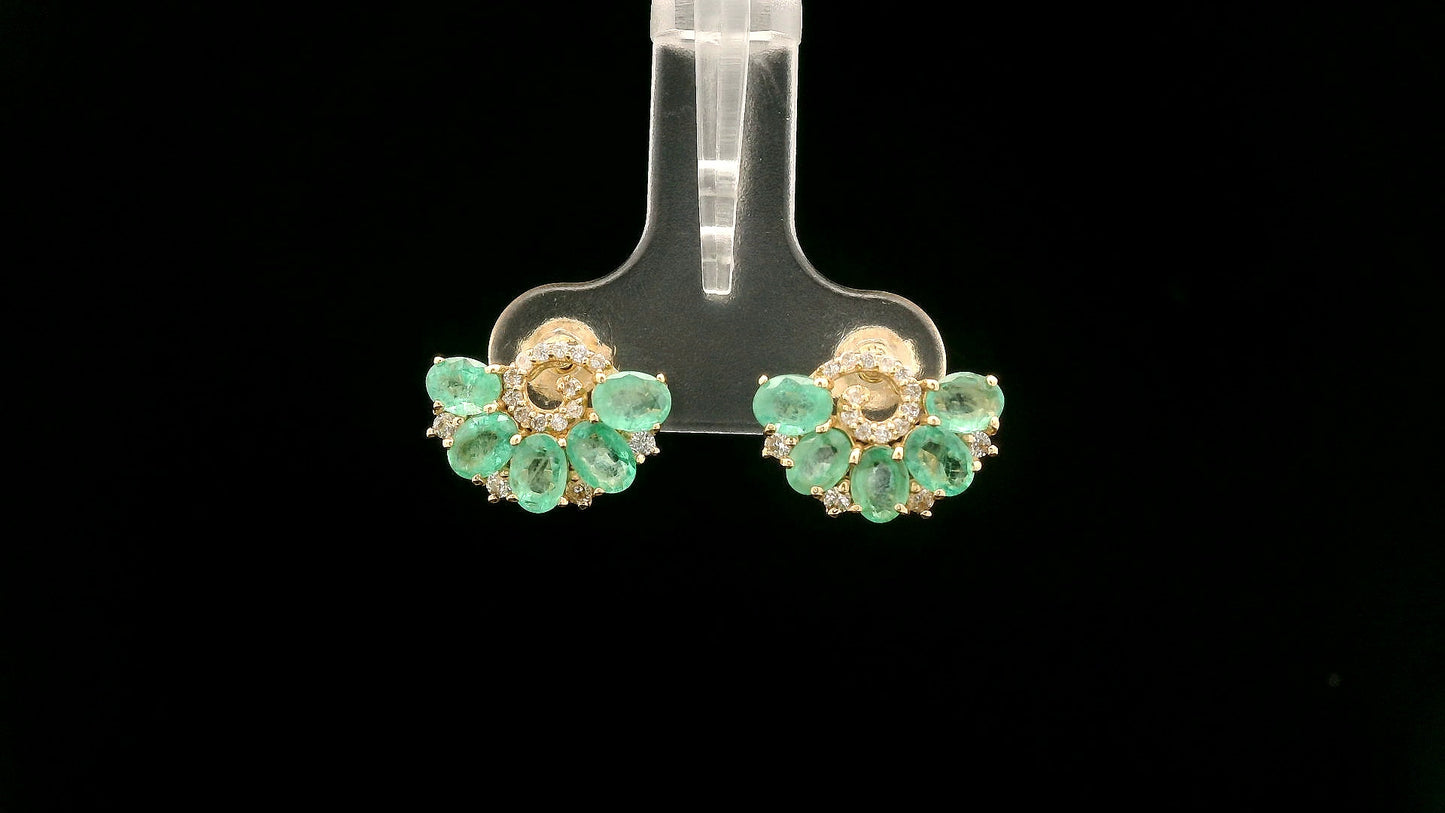 1.84 Ct Oval Emerald 14K Gold Earrings