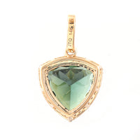 2.12 Ct Triangle Mixed Cut Natural Green Tourmaline 14K Gold Pendant