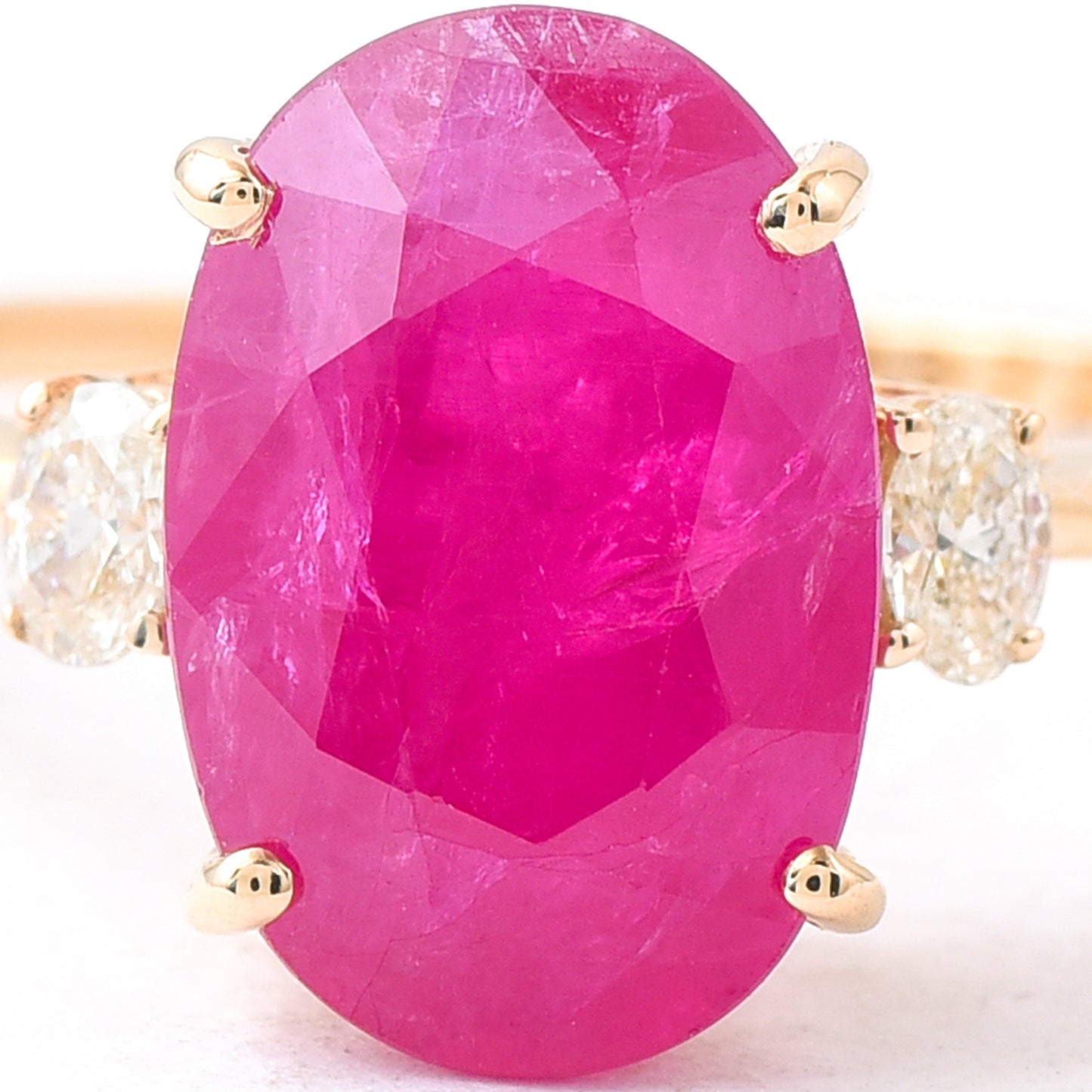 1.55 Ct Oval Mixed Cut Natural Ruby 14K Gold Ring