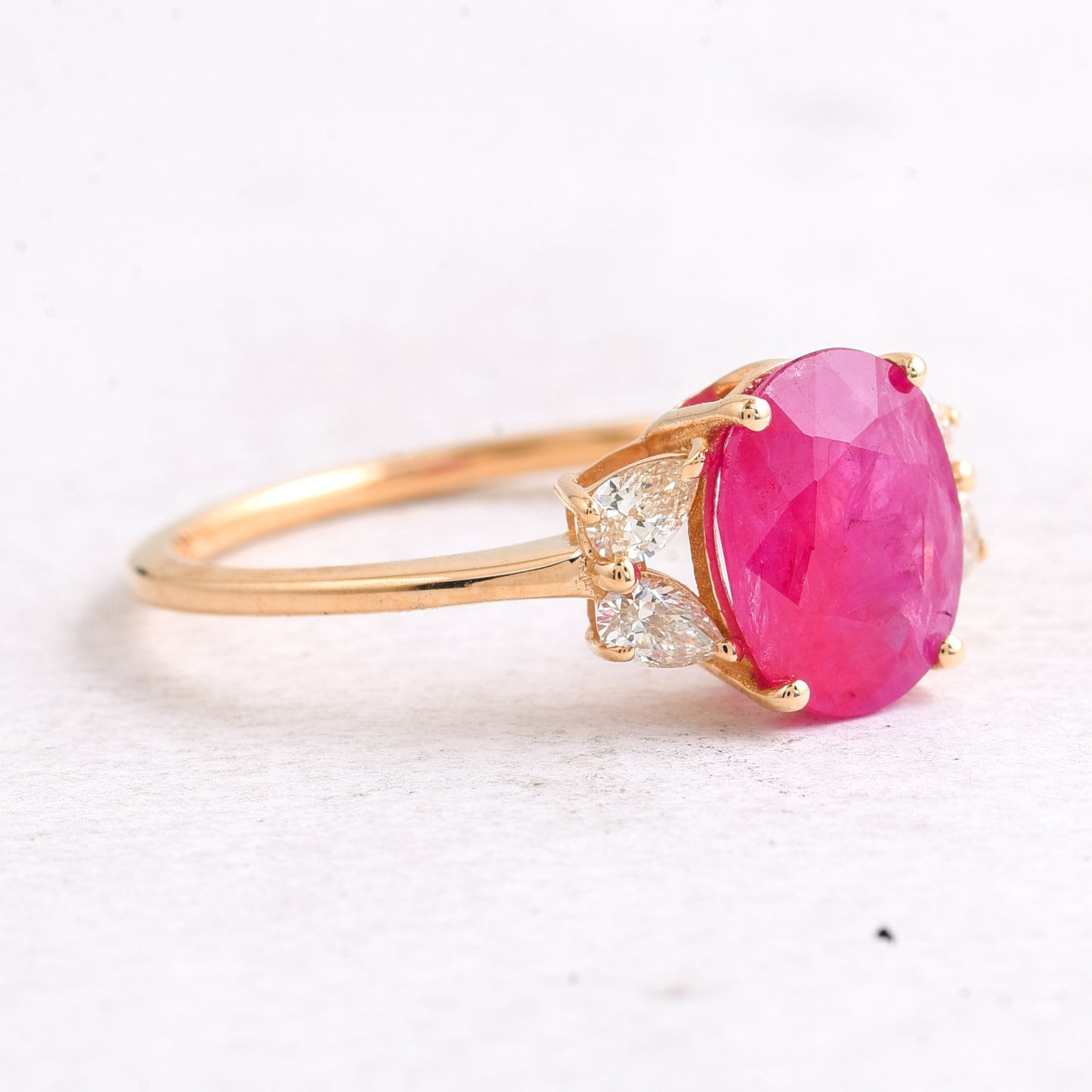 2.80 Ct Oval Mixed Cut Natural Ruby 14K Gold Ring