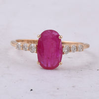 1.55 Ct Oval Natural Ruby 14K Gold Ring