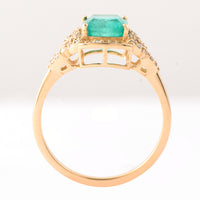 1.57 Ct Cushion Mixed Cut Natural Emerald 14K Gold Ring