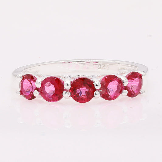 1.55 Ct Round Pink Topaz 925 Silver Ring