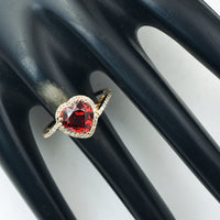 2.46 Ct Heart Mixed Cut Natural Garnet 14K Gold Ring