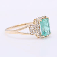 1.31 Ct Octagon Step Cut Natural Emerald 14K Gold Ring