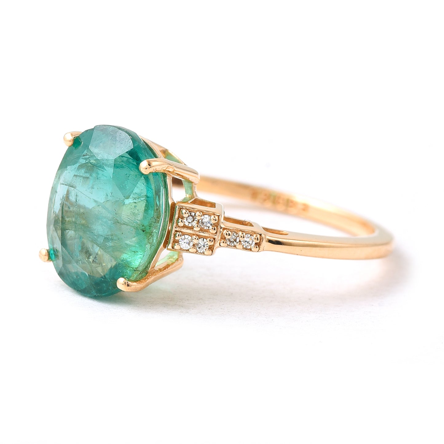 2.08 Ct Oval Mixed Cut Natural Emerald 14K Gold Ring