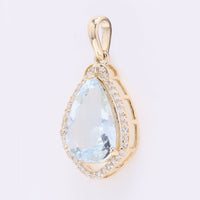 2.55 Ct Pear Mixed Cut Natural Aquamarine 14K Gold Pendant