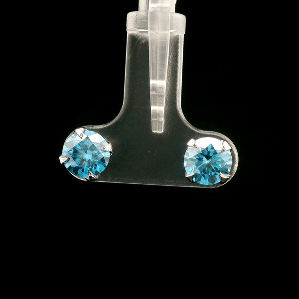 2.08 Carats Blue Lab Grown Diamond 14K Gold Earrings
