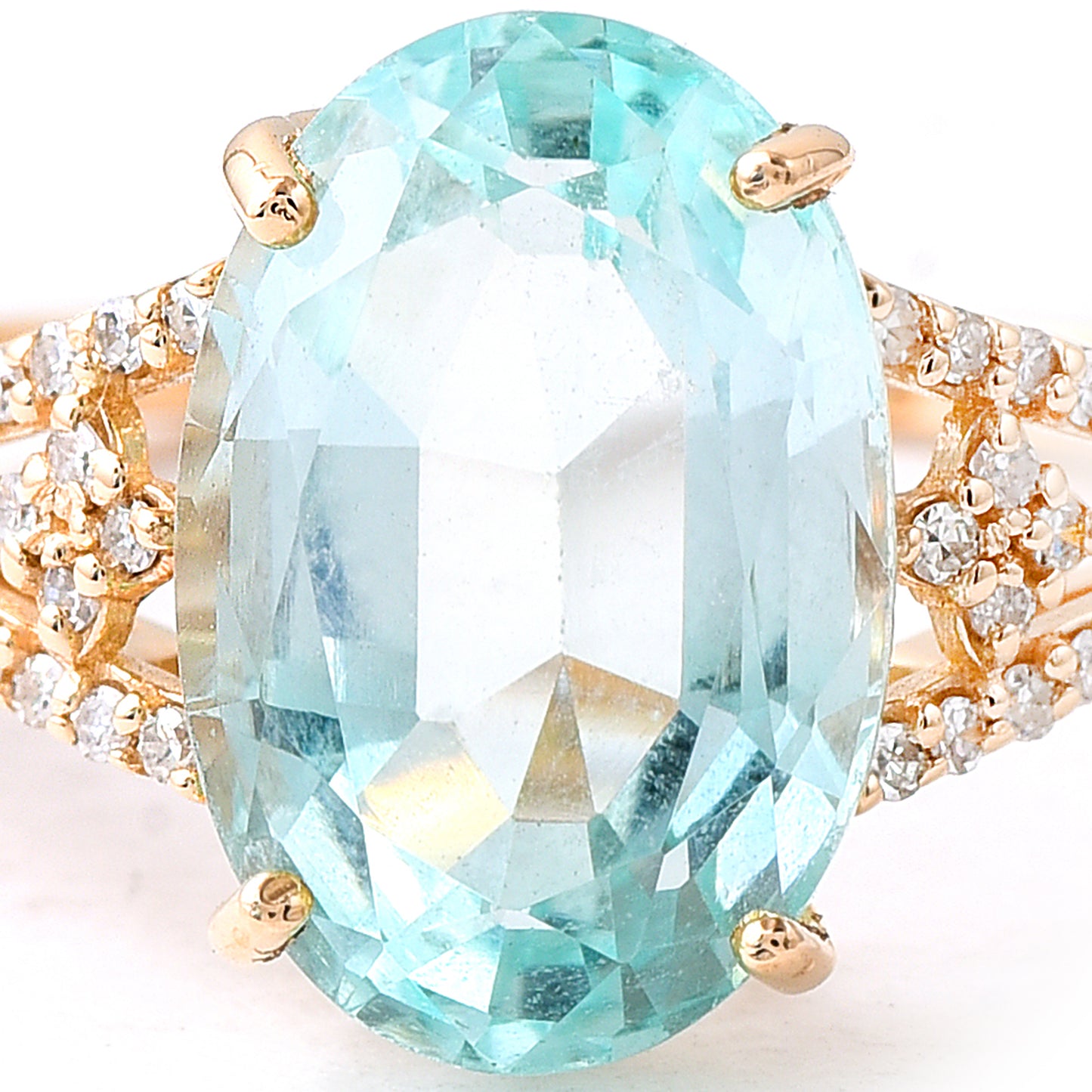 3.63 Ct Oval Mixed Cut Natural Beryl 14K Gold Ring