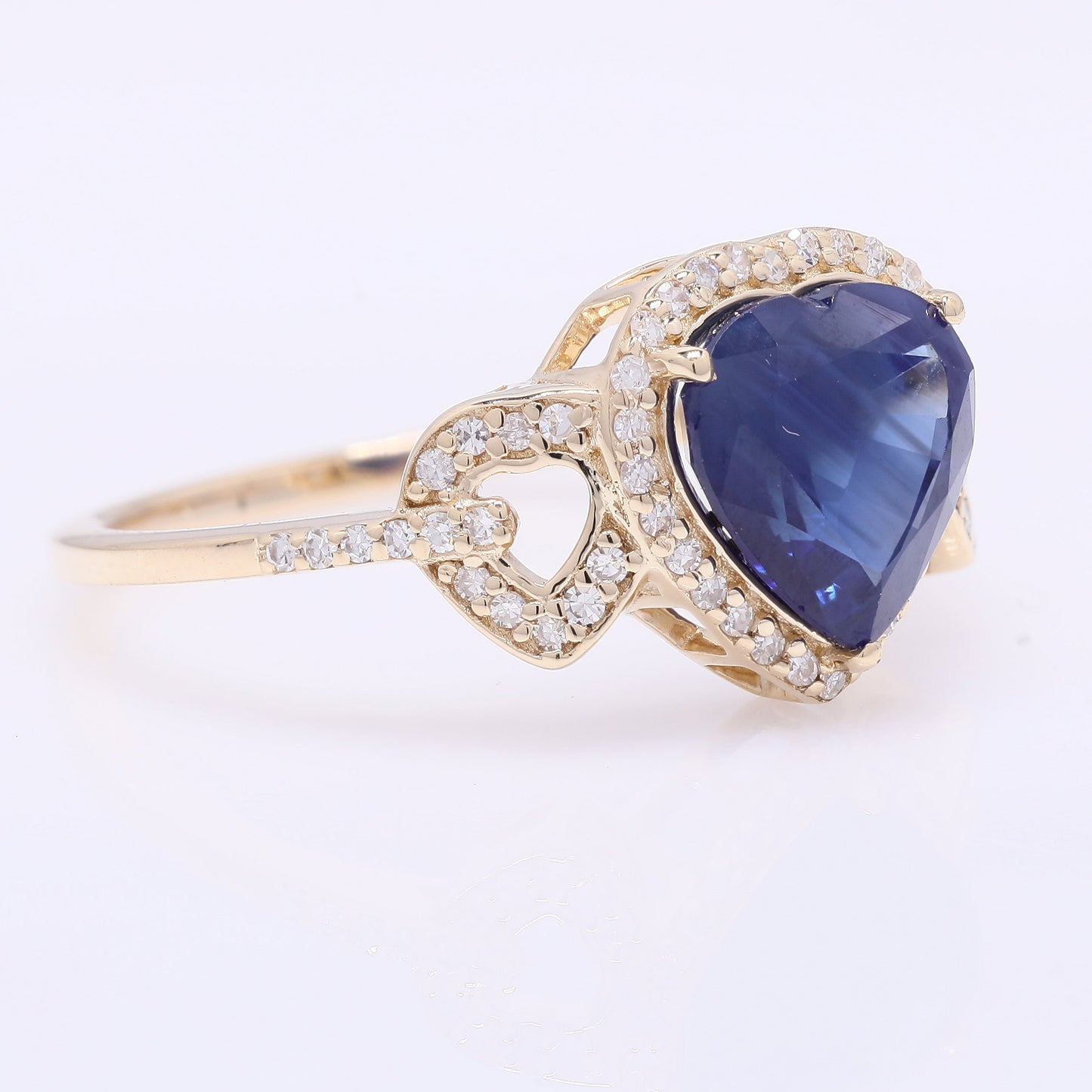 2.57 Ct Heart Mixed Cut Natural Sapphire 14K Gold Ring