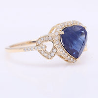 2.57 Ct Heart Mixed Cut Natural Sapphire 14K Gold Ring