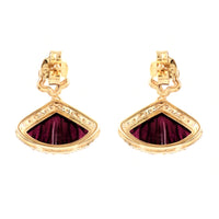 3.55 Ct Fancy Carving Natural Tourmaline 14K Gold Earrings