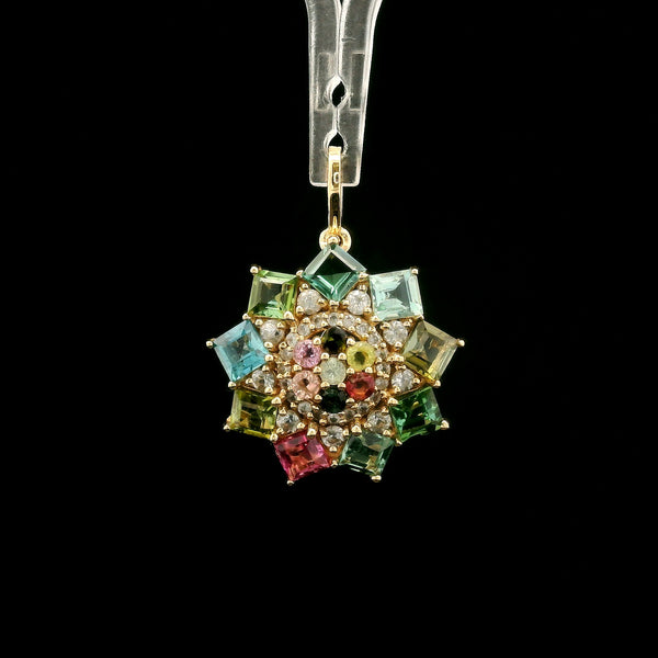 1.88 Ct Square Tourmaline 14K Gold Pendant