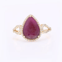 2.55 Ct Pear Mixed Cut Natural Ruby 14K Gold Ring