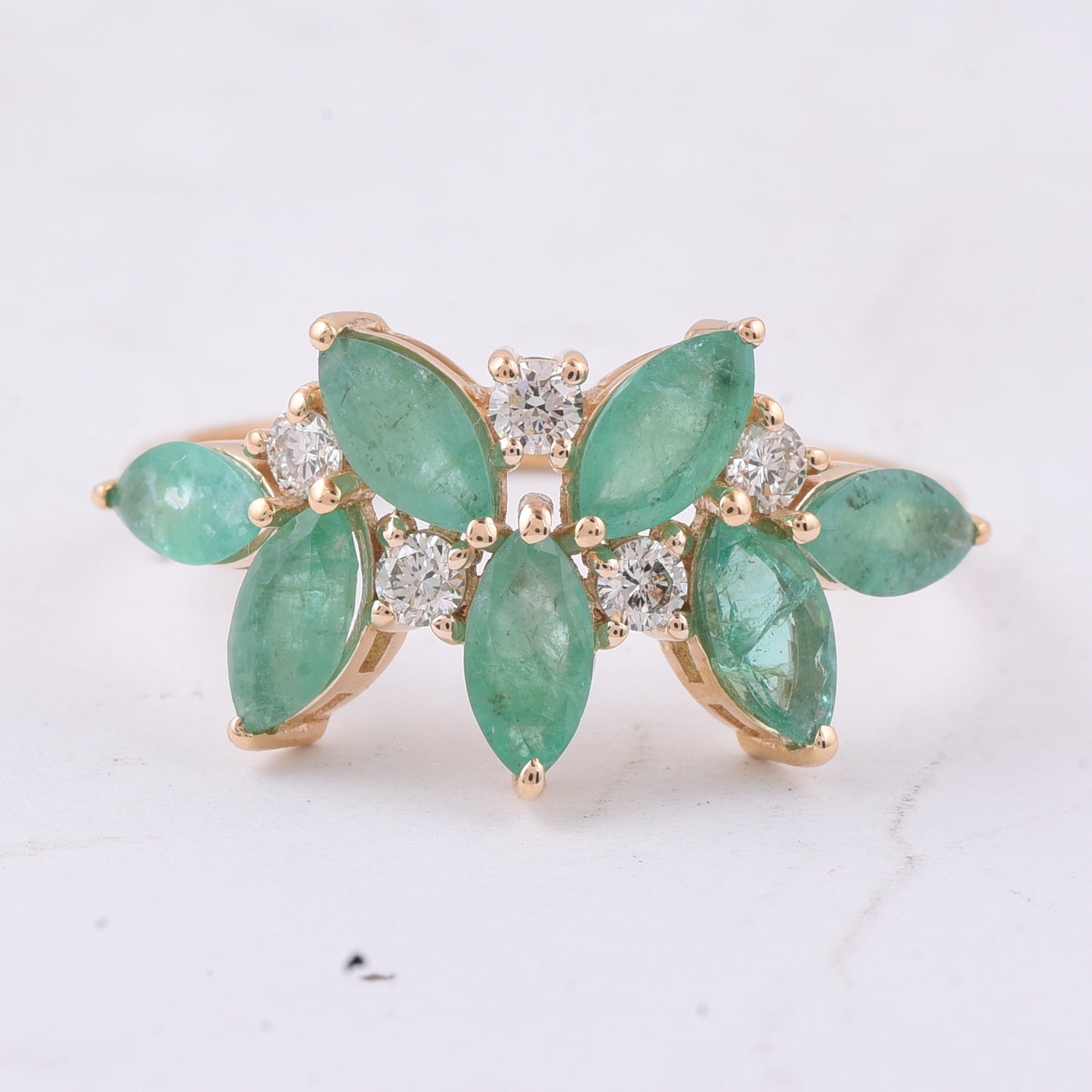 1.78 Ct Marquise Natural Emerald 14K Gold Ring