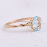 1.10 Ct Oval Natural Aquamarine 14K Gold Ring