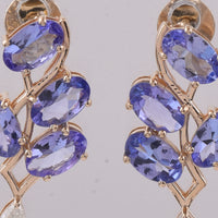 1.86 Ct Oval Natural Tanzanite 14K Gold Earrings