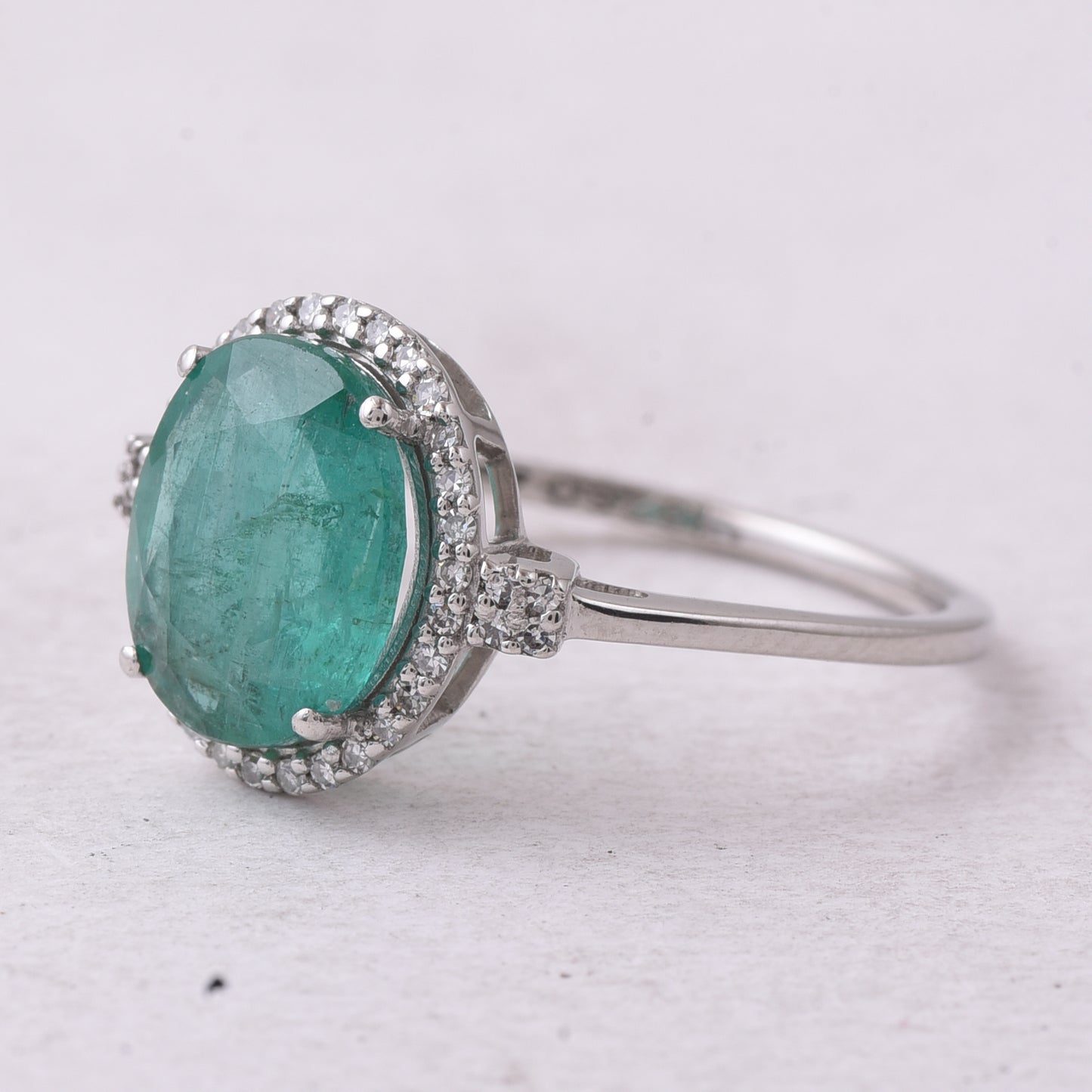 2.42 Ct Oval Mixed Cut Natural Emerald 950 Platinum Ring