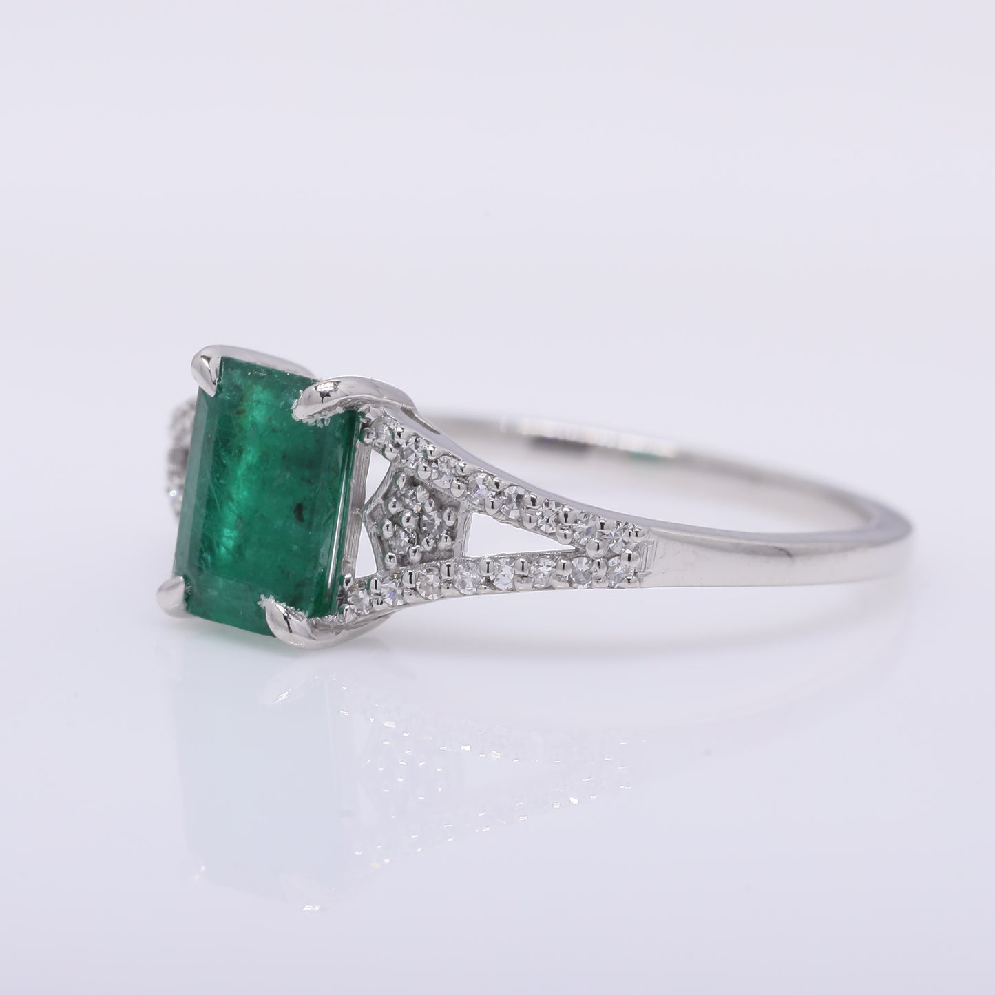 1.10 Ct Octagon Step Cut Natural Emerald 950 Platinum Ring