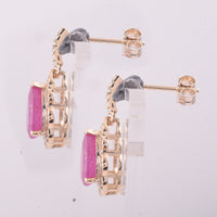 2.64 Ct Pear Ruby 9K Gold Earrings
