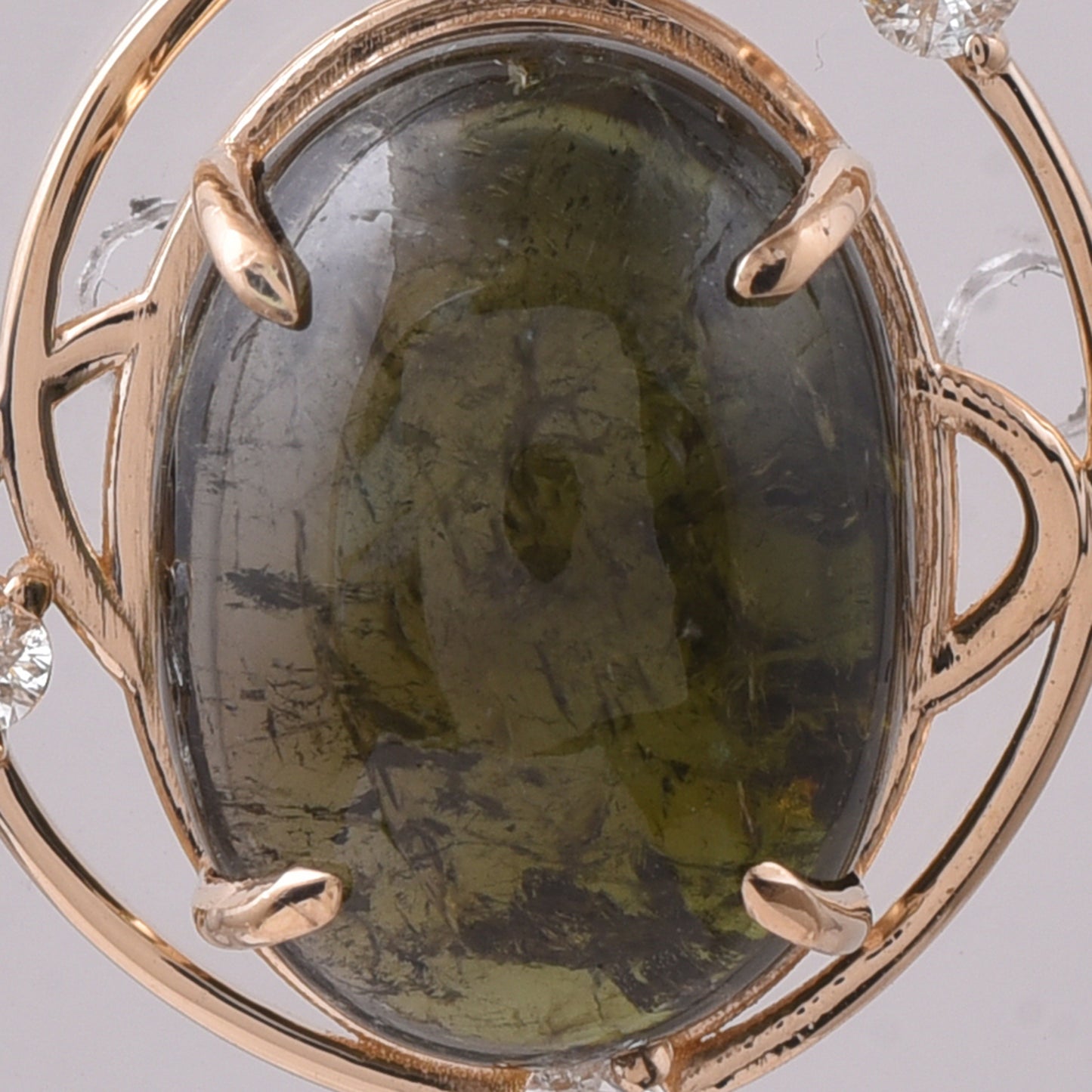 8.22 Ct Oval Cabochon Cut Natural Tourmaline 14K Gold Pendant