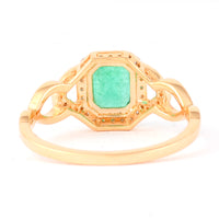 1.05 Ct Octagon Step Cut Natural Emerald 14K Gold Ring