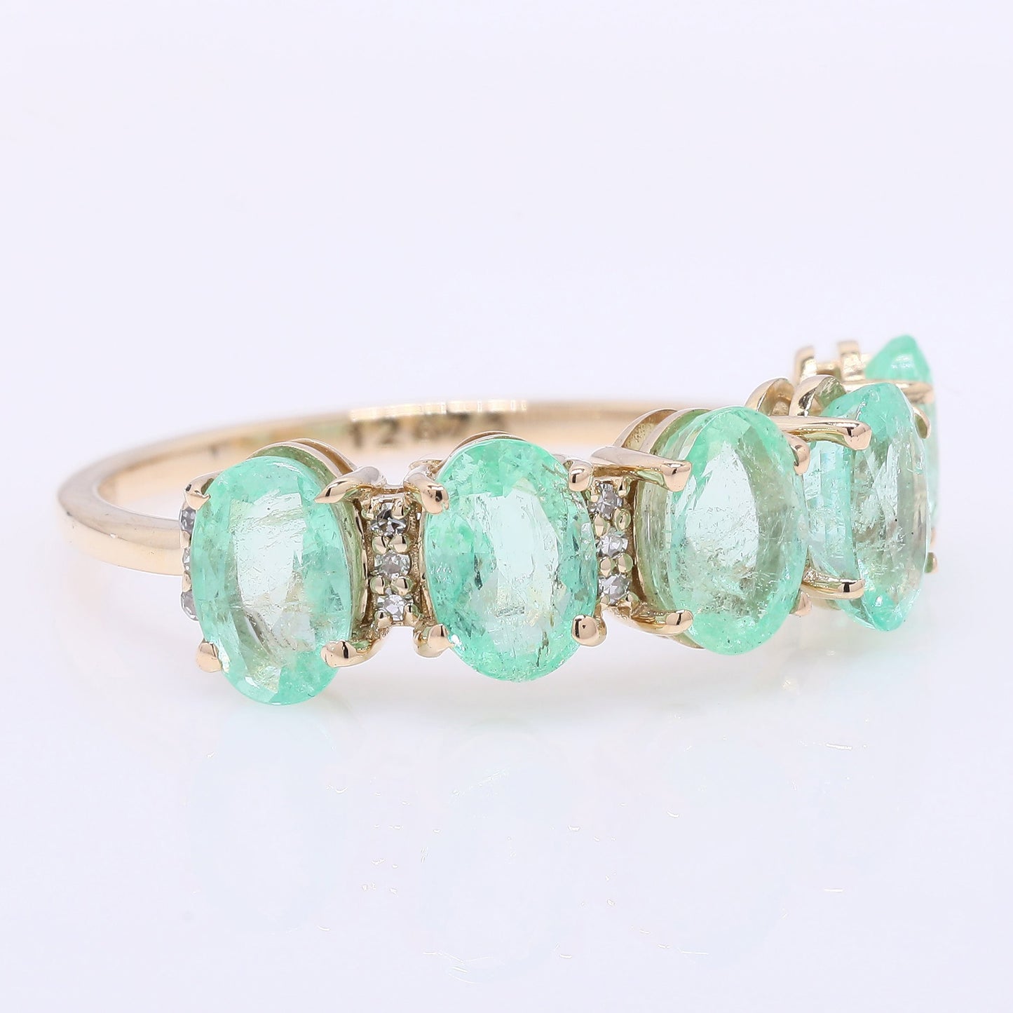 2.58 Ct Oval Mixed Cut Natural Emerald 14K Gold Ring