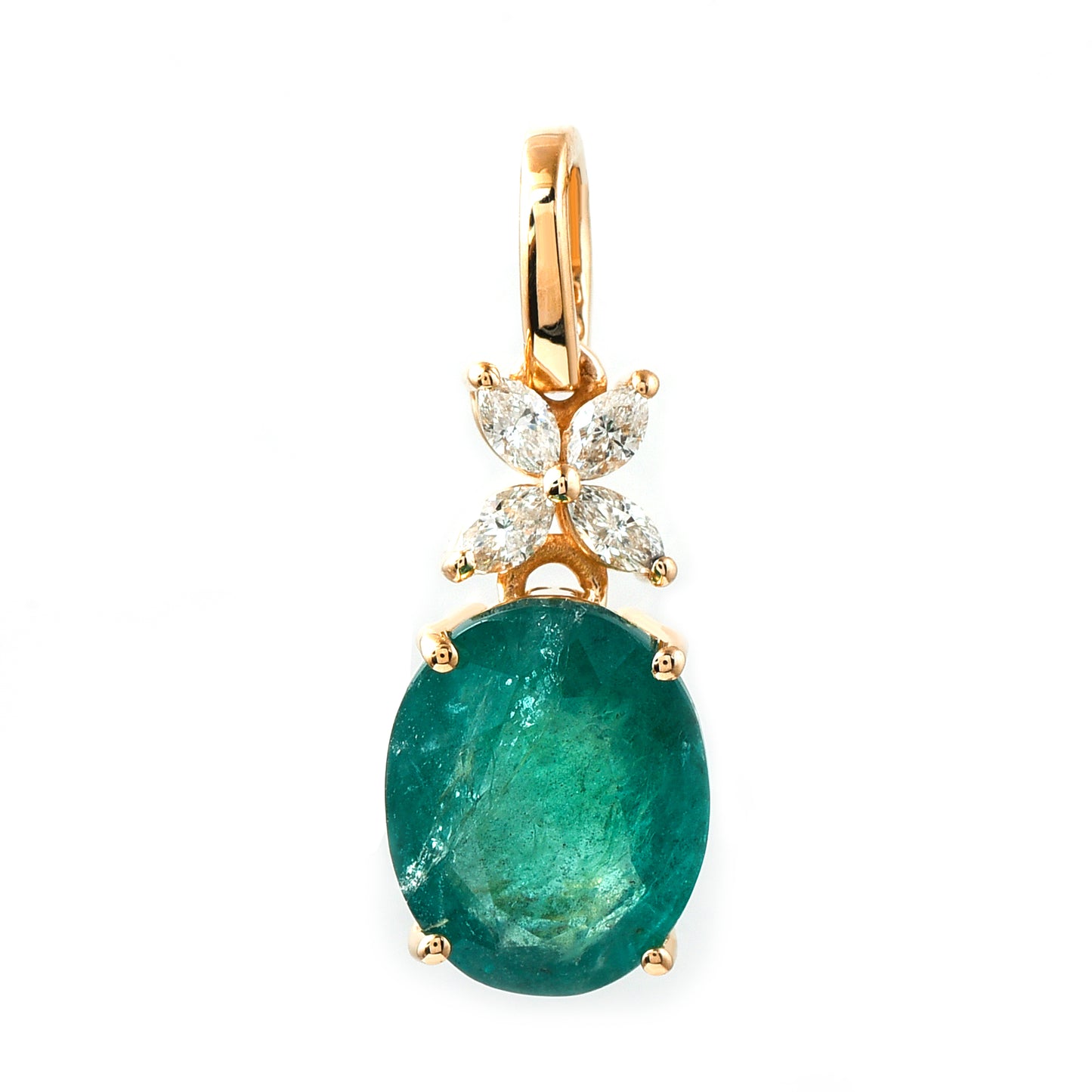 2.62 Ct Oval Emerald 14K Gold Pendant