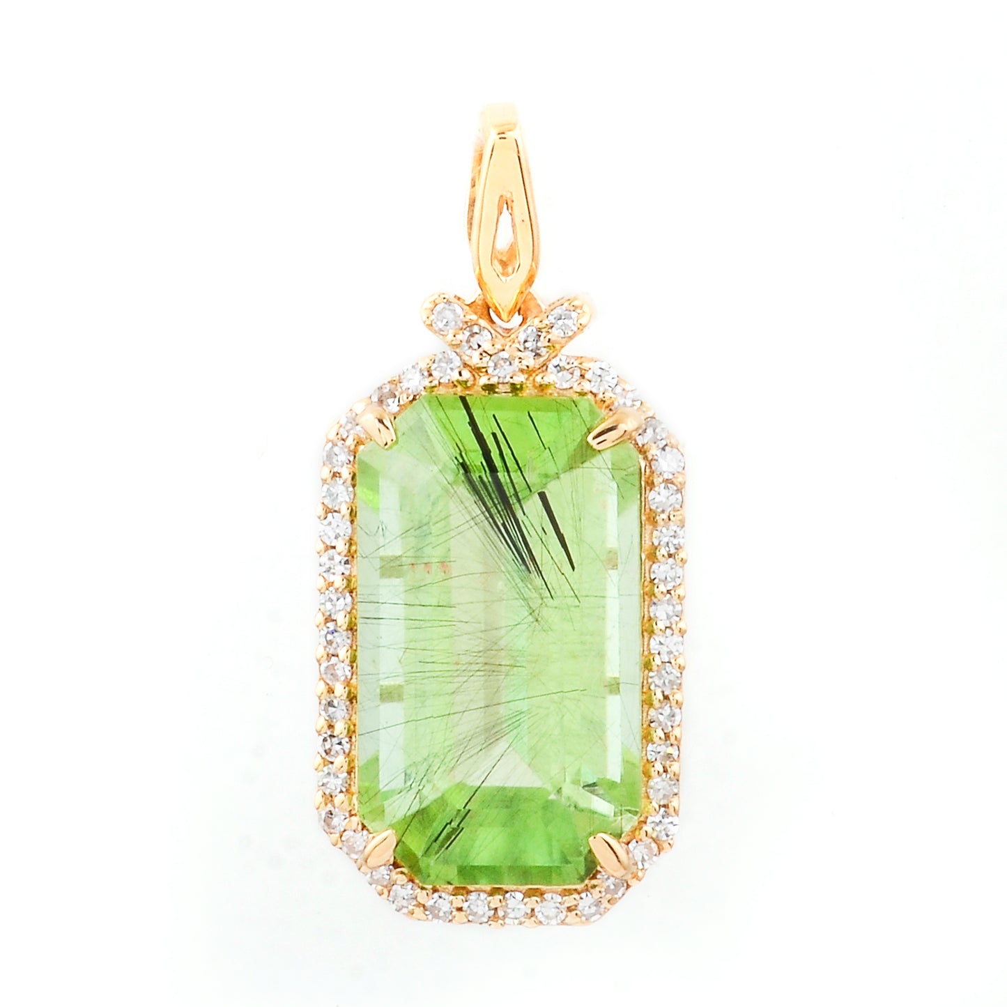 5.20 Ct Octagon Natural Eridot 14K Gold Pendant