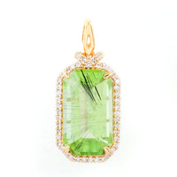 5.20 Ct Octagon Natural Eridot 14K Gold Pendant