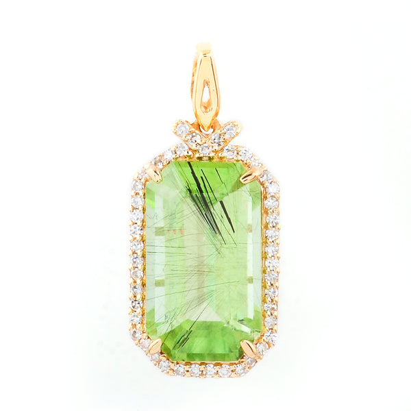 5.20 Ct Octagon Natural Eridot 14K Gold Pendant