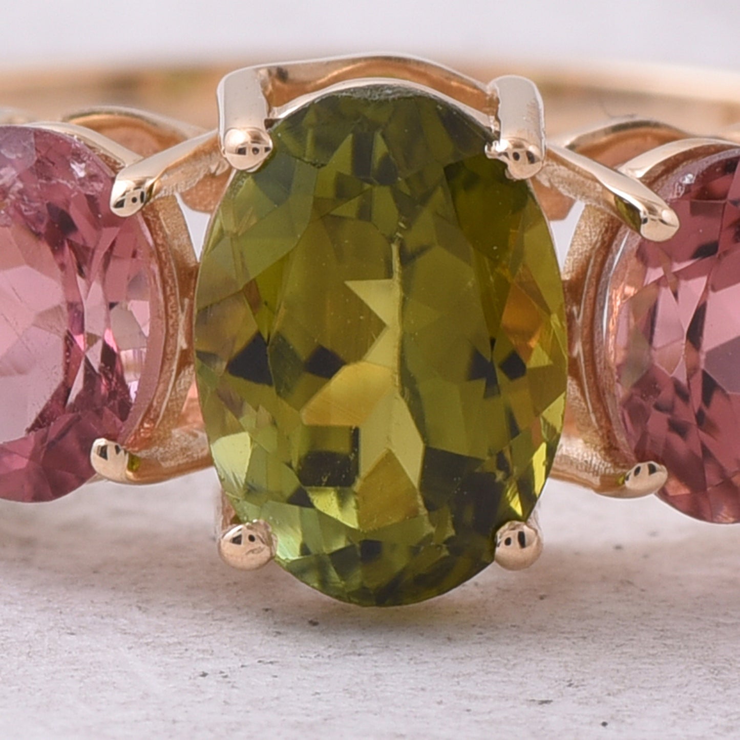 2.53 Ct Oval Natural Multi-Coloured Tourmaline 14K Gold Ring